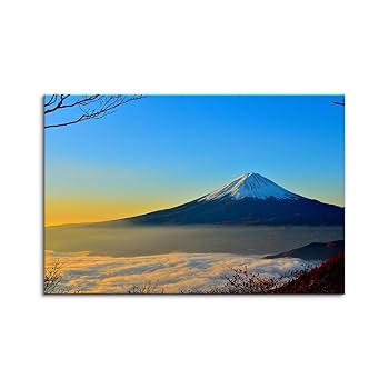 Amazon.co.jp: アートパネル 富士山 太陽 風景画 絵画 赤富士 絵